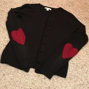 Black sweater with heart elbow patches